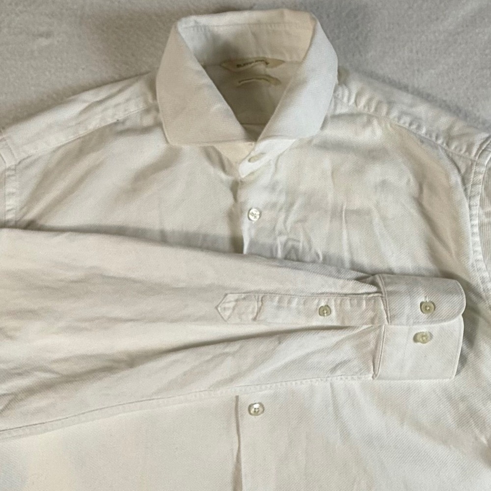 Suitsupply Dress Shirt Mens Large 17 Slim Fit Egyptian Cotton Textured White
